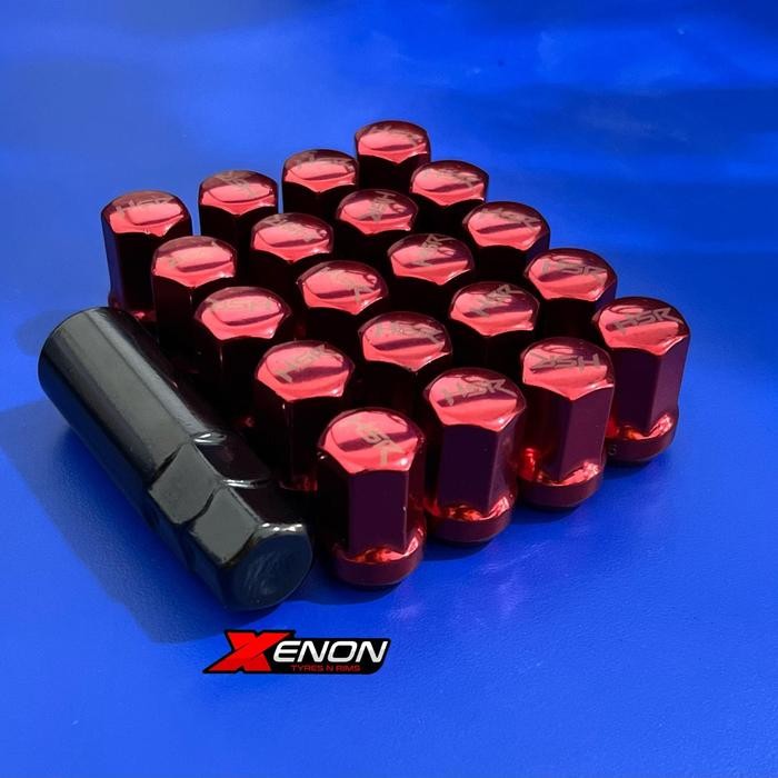 Mur Roda Mobil baut Racing Hsr Type 02 Hsr Ukuran Derat Ulir 1,5 Warna Merah & Hitam Car