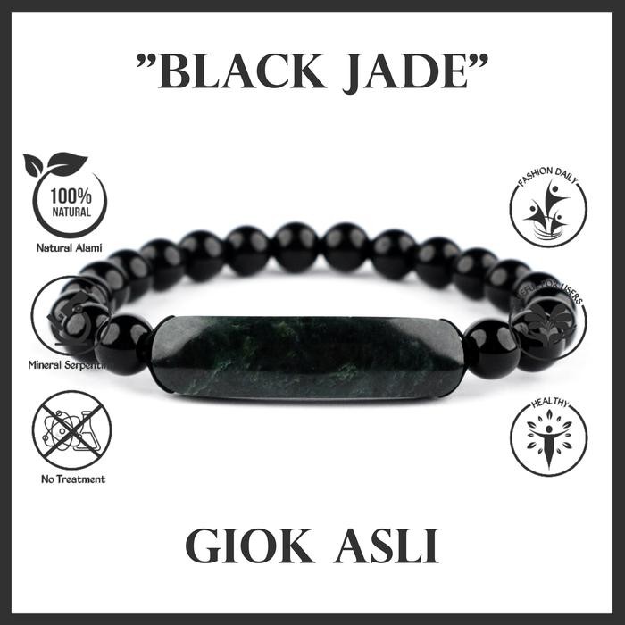 Pilihan- Gelang Giok Hitam Natural Black Jade Asli Original Pria Wanita