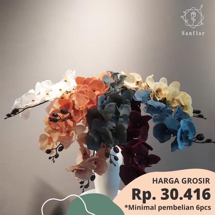 Pilihan- Bunga Anggrek Kain/Anggrek Kain 9Kuntum Palsu/Anggrek Artificial