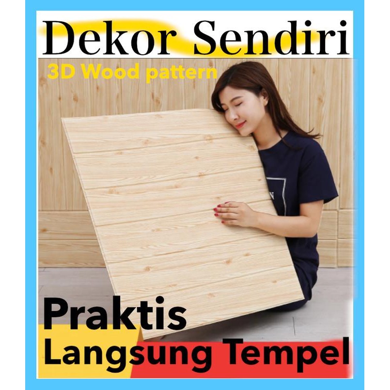 New Wallpaper 3D FOAM / Wallfoam Dinding / Wall Foam Motif Kayu 5mm