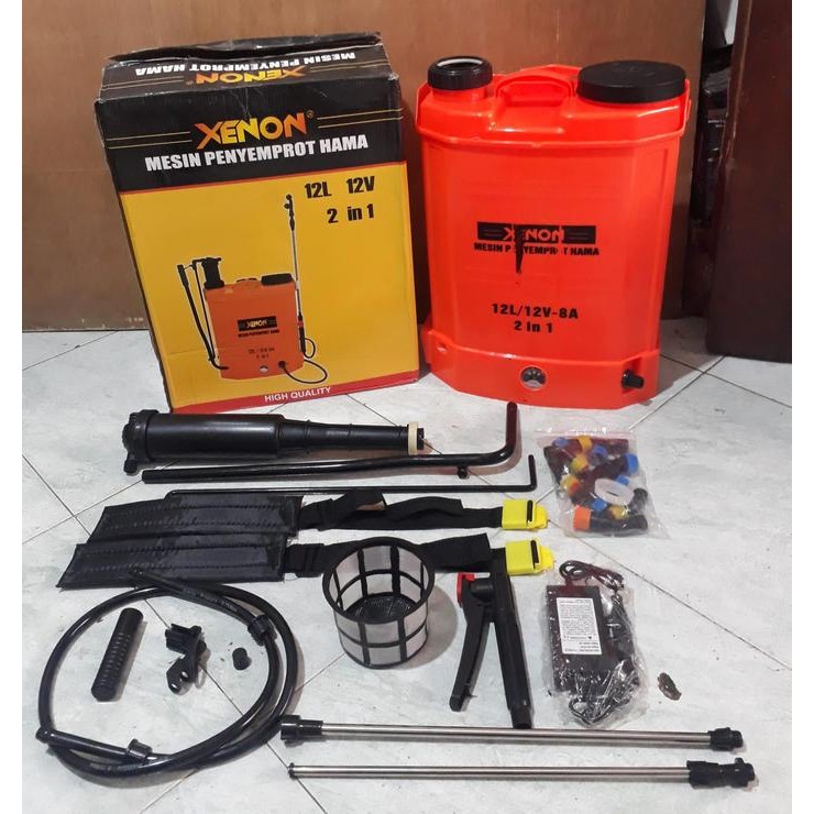 Xenon 12L Sprayer Insektisida - Mesin Semprotan Hama Portable 2In1 Elektrik Charger + Manual