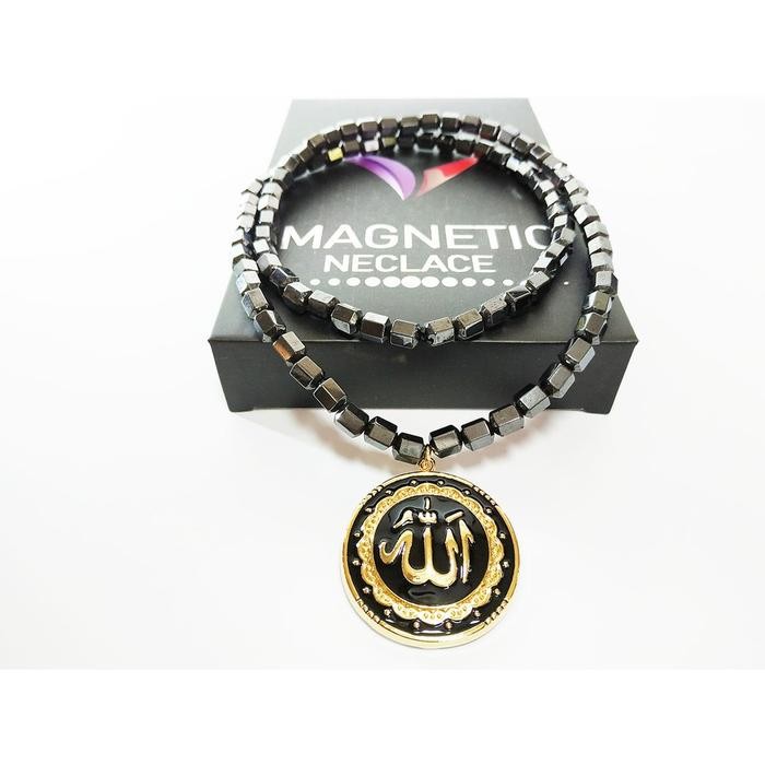 VeE 1 Set Tasbih Kalung Gelang Magnet Tabung Cutting Liontin Ukir Tauhid Lafadz Allah Asli Korea
