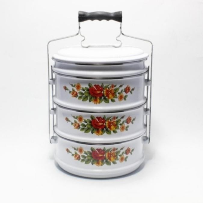 Rantang Enamel Rantang Tenong Jumbo 24Cm Susun 3,5 Maspion Ori