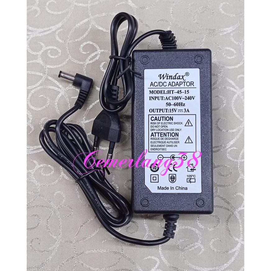 SWITCHING ADAPTOR 15V 3A + BUILD IN KABEL POWER ORIGINAL QUALITY