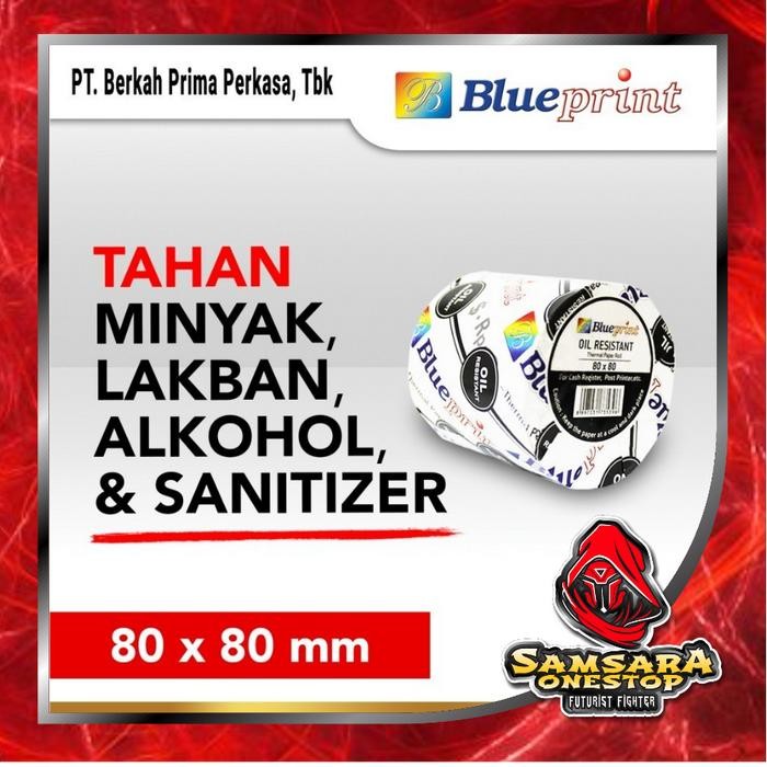 Pilihan- Kertas Thermal Oil Resistant 80X80 / Kertas Kasir Struk Blueprint