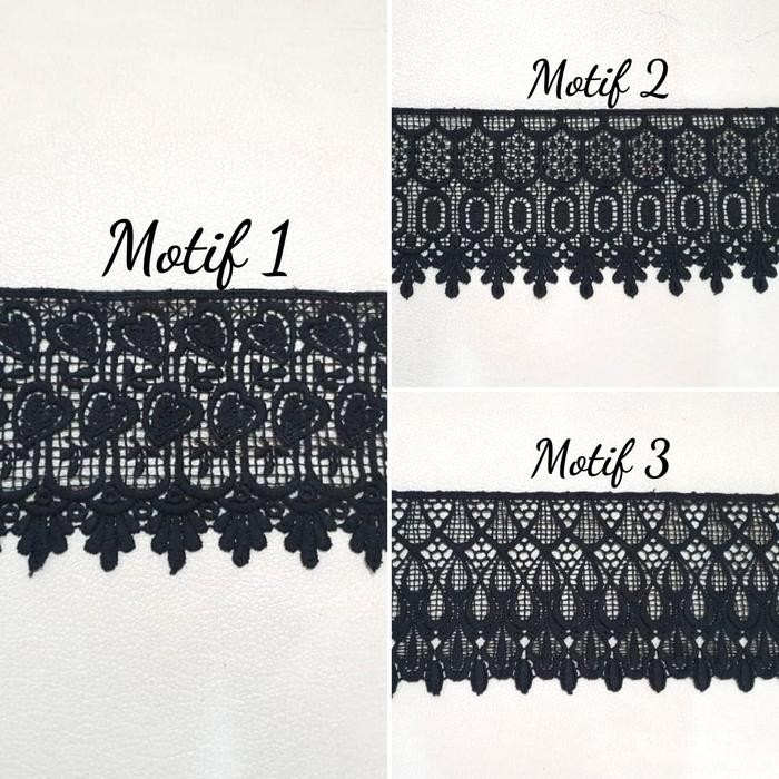 Renda Giper Bordir Lebar 12 Cm - Hitam (15 Yard)
