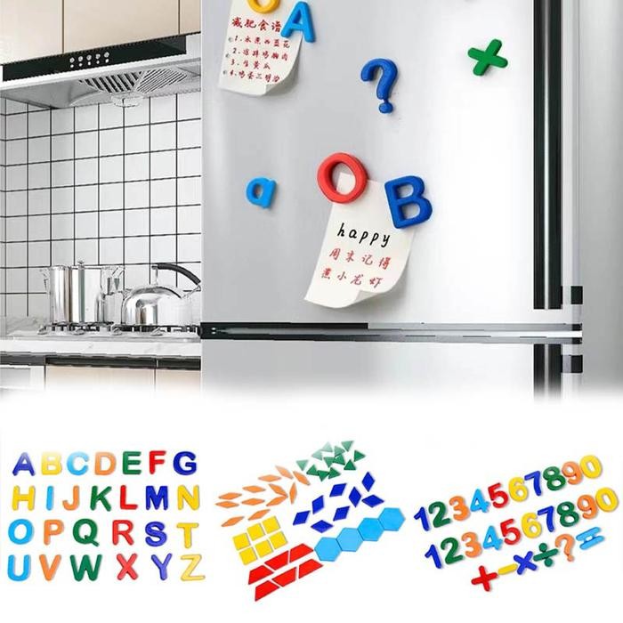 Mainan Edukasi Anak,Huruf Magnet Besar,Alfabet Magnetik Kayu,Angka Blok Bangunan Pola