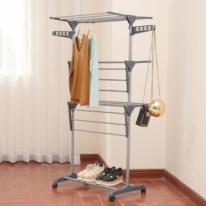 Rak Jemuran 3 Tingkat Portable / Mobile Towel Rack Pasti Diskon
