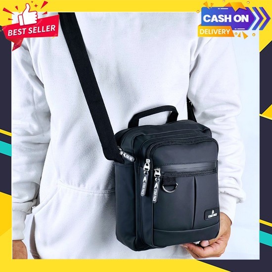 Tas Selempang Pria Import Anti Air Hitam Kaelano Ta824B5 Bahu Dada Slingbag Shoulder Crossbody Waist