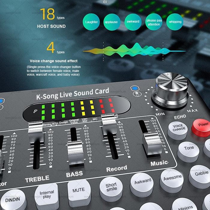 F9 Live Soundcard Bluetooth Audio Mixer Set Amplifier Live Broadcast Recording Karaoke 2 Channel