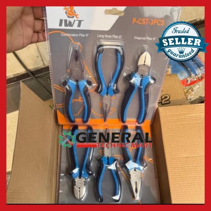 Mantab Iwt P-Cst-3Pcs Tang Set 3 Pcs Paket - Tang Kombinasi Lancip Potong Iwt Japan Terlariss 