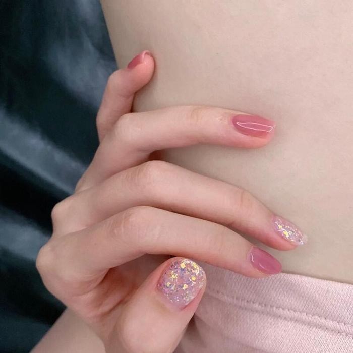 24 Pcs Kuku Palsu Pernikahan Pink Nail Art Wedding Pink