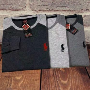 Kaos oblong panjang lengan manset pria /kaos kombinasi lengan panjang