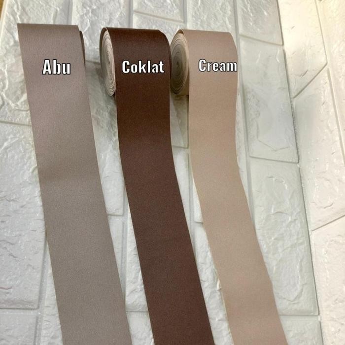 WALLPAPER DINDING BORDER LIST POLOS CREAM COKLAT ABU HIJAU