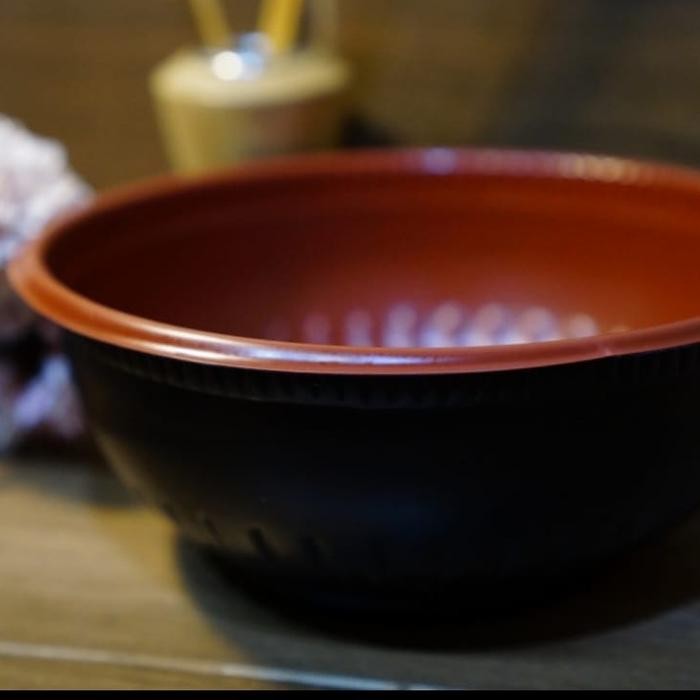 Grosir (Grab/Gojek) Bento Mangkok Bakso Medium Red Black Bowl 650Ml