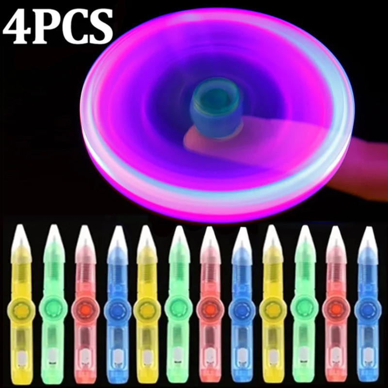 4-1Pcs LED Light Spinning Pen Fingertip Ballpoint Pens Toy Glow-in-the-dark Cool Fidget Spinner Pen
