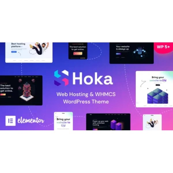 Hoka – Web SaaS & Hosting IT Solutions Theme WordPress Premium Lifetime Unlimited Website Domain Ori