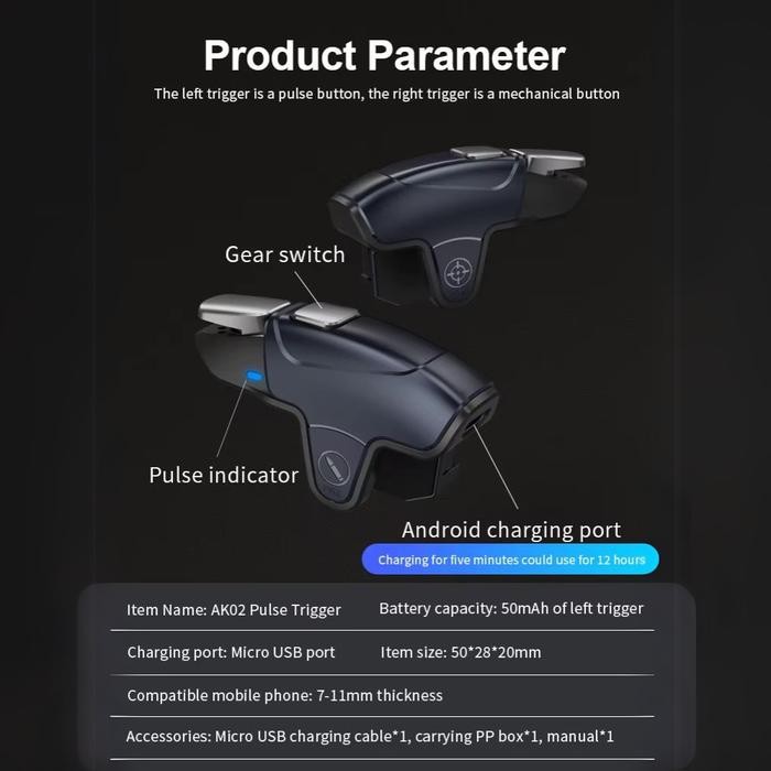 MEMO AK-02 Automatic Firing Trigger L1 R1 Tembak Otomatis 50mAh AK02