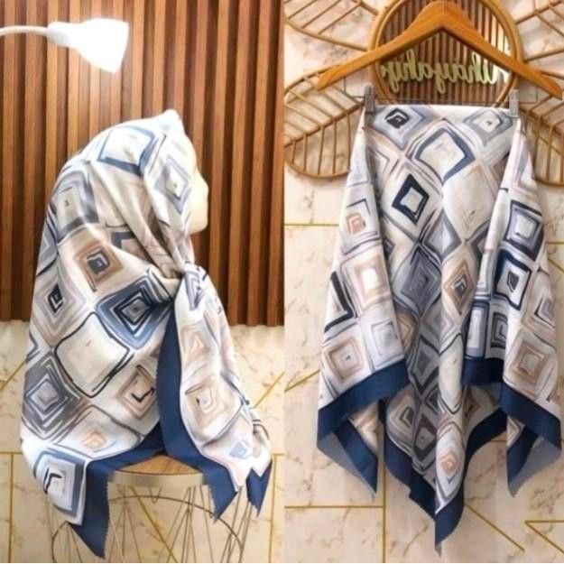 lplw- Hijab Segi Empat Voal Motif Sublime Kode 287 Putih Biru