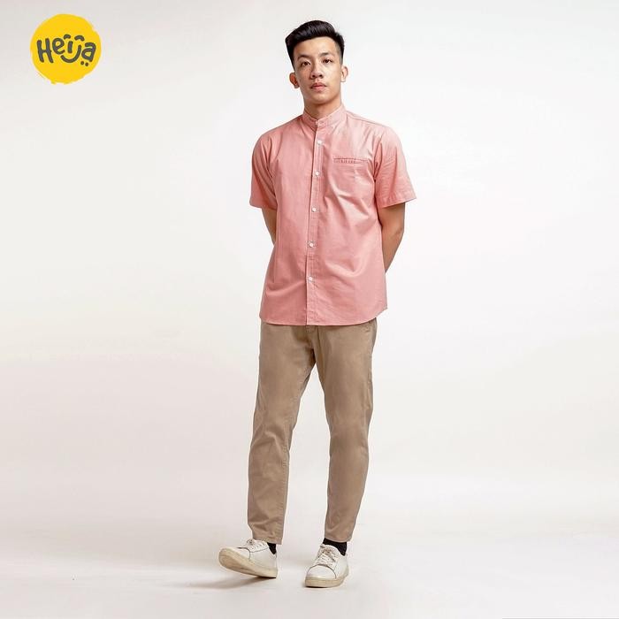 tci0- Kemeja Koko Anak Lengan Pendek-Warna Pink Salem Peach - Asror Shirt