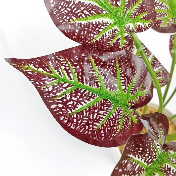 60qm- Unico Pot Bunga Daun Keladi Tanaman Hias Daun Talas Motif Daun Kering Plastik Dekorasi