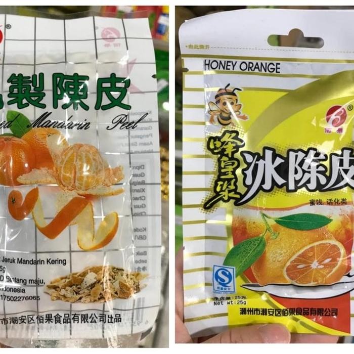 Manisan Kulit Jeruk Preserved Mandarin Peel 25Gr /Honey Orange Kulit Jeruk Mandarin Kering Bai Guo