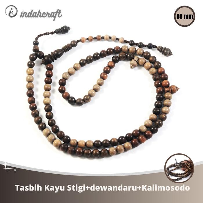 Prom0Besar- Indahcraft-Tasbih Kombinasi Gabungan 3 Kayu Stigi Dewandaru Kalimosodo Natural Alami
