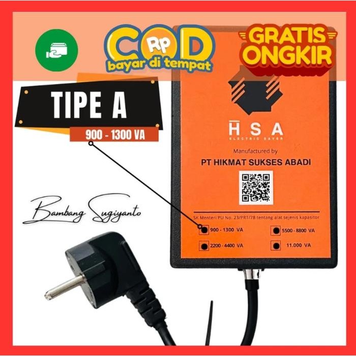 BERKUALITAS ALAT PENGHEMAT DAYA LISTRIK TOKEN RUMAH 900 W- 1300 WATT TIPE A HSA ELECTRIC SAVER