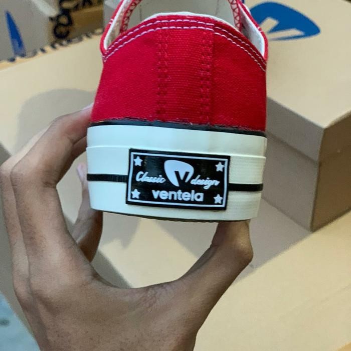 Sepatu Ventela Bts 70S Low Red Merah Sneakers Pria Wanita Original