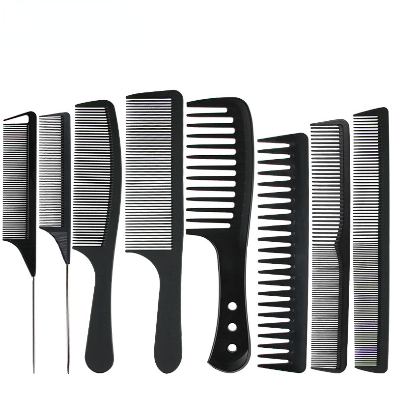 Hot Fashion Comb Black Fine-tooth Metal Pin Anti-static Hair Style Rat Tail Comb Plastic Barber Comb
