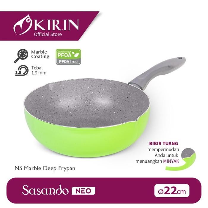 megj- Kirin Marble Frypan Deep Sasando Neo 22 Cm Marble Wajan