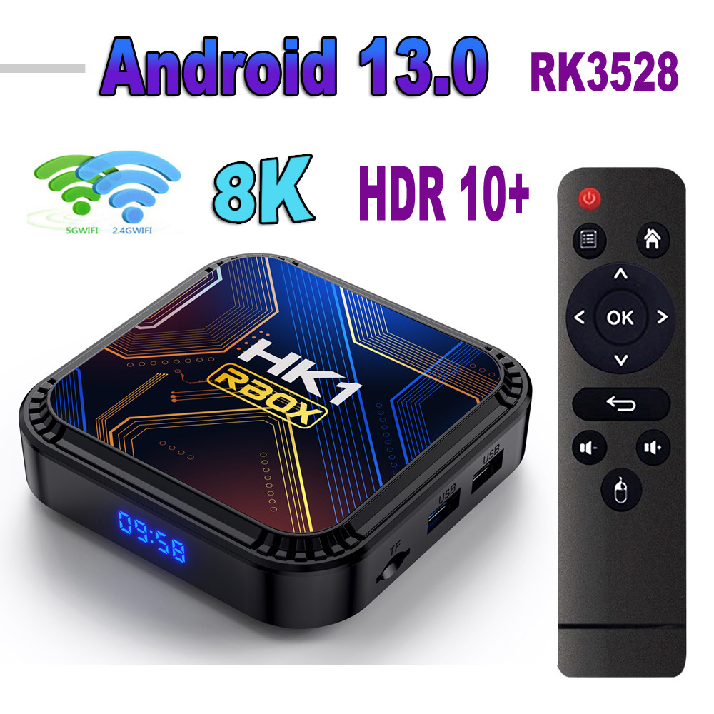 Hk1 Rbox K8S Android 13 Tv Box Rk3528 64Gb 32Gb 16Gb 2.4G 5G Wifi Bt 4.0 8K Vedio Decoding Media