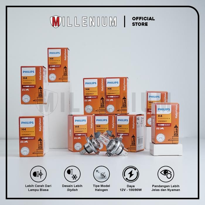 Bohlam Philips Lampu Headlamp Mobil H4 100/90 W 12V Ori Berkualitas