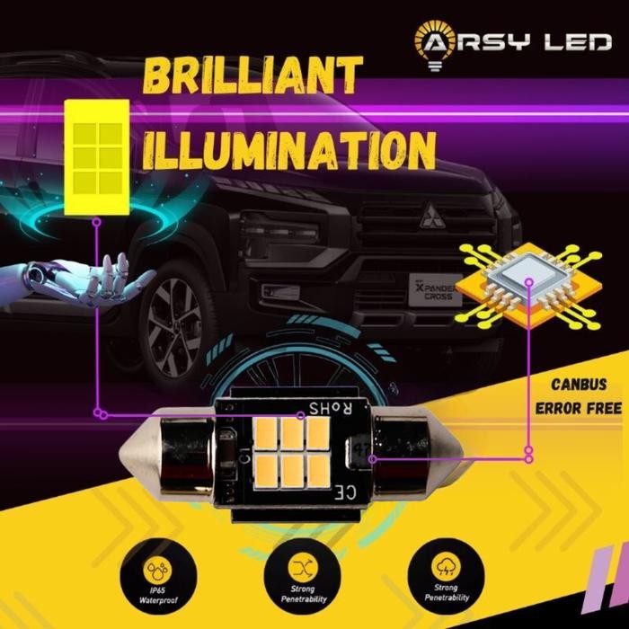 Lampu Led Plafon Mobil Kabin 31 Warm Bohlam Atomic Avanza Xenia Calya #Gratisongkir