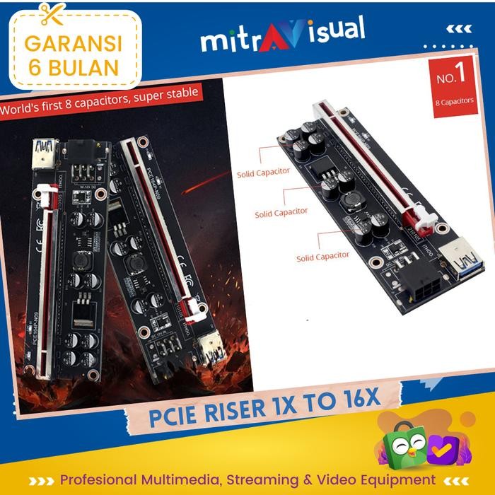 Sale PCIE Riser Card V009S Plus - 8 Capasitor - PCIE 1x to PCIE 16X Terlaris