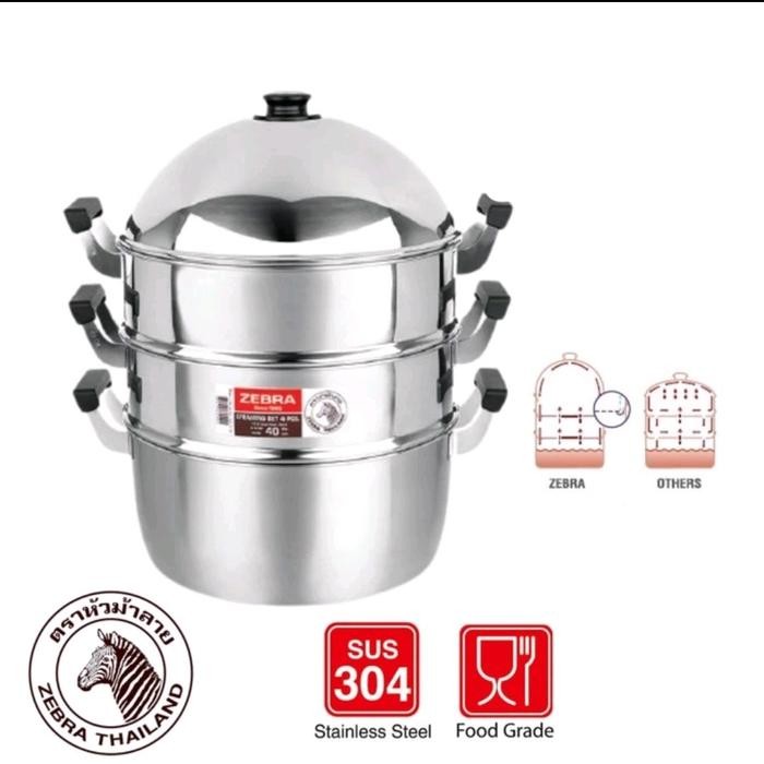 STEAMER SET ZEBRA 40 CM 164440 - PANCI PENGUKUS STAINLESS STEEL