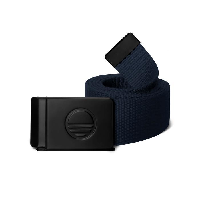 Open Ending Webbing Belt Metal Buckle Deboss Logo [Black] - Navy
