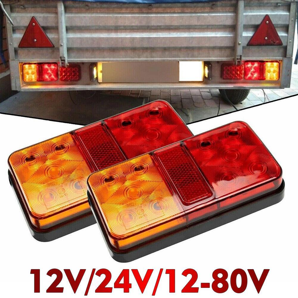 2Pcs 12V/24V/12-80V LED Truck Tail Lamp Taillight Turn Signal