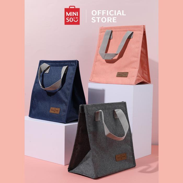 Miniso Tas Bekal Tas Lunch Tote Bag Food Box Foil Lunch Box Tas Makan Siang Warna Solid Makanan Tas