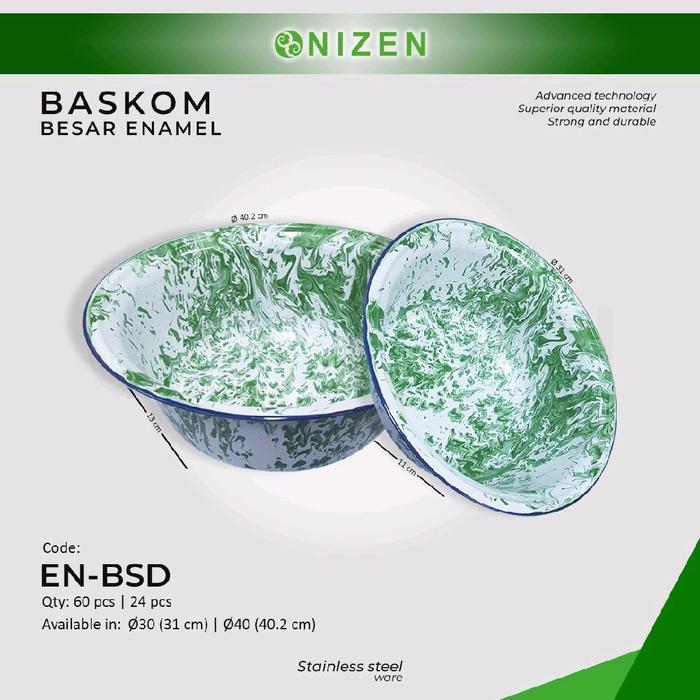 NIZEN BASKOM BESAR ENAMEL EN-BSD STAINLESS STEEL 60 PCS 24 PCS 30 31 CM 40 40.2 CM