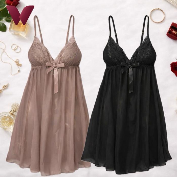 WILDNOD - BERTHA + CD S-3XL (LD 80-120) lingerie dress transparan