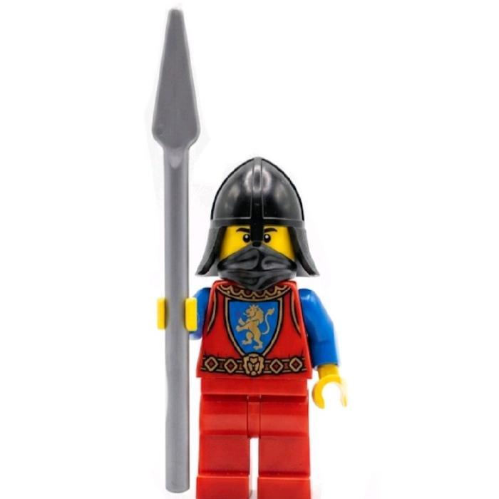 Lego Minifigure Castle Lion Knight - Male, Black Nasal Helmet with Angled Neck Protector & Silver
