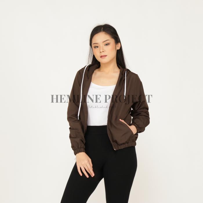 Aima Jaket Parasut Hoodie by Hemline Project - Brown - M (Fit S-M)