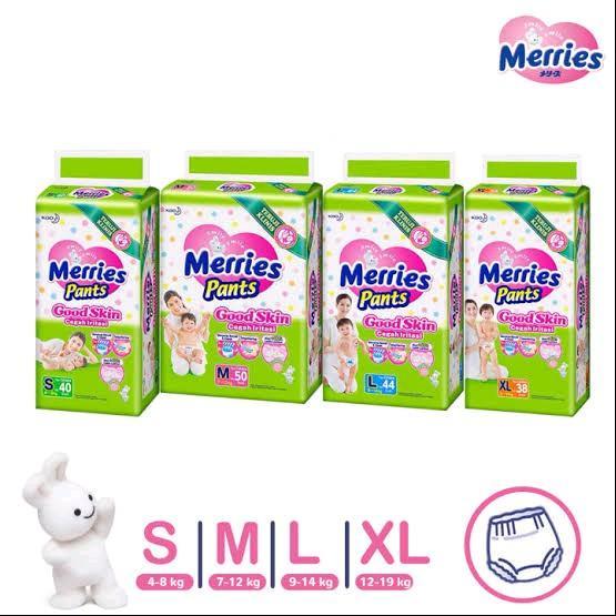 Merries Popok Bayi Pants Good Skin All Size Jatim - Pampers Lembut Nyaman untuk Si Buah Hati S M L
