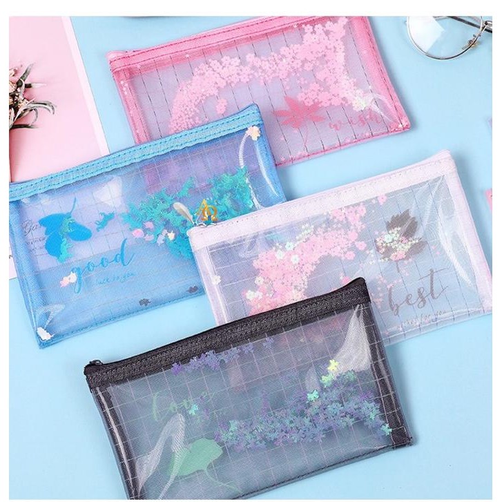 

Tempat Pensil / Zipper Bag Bening Warna Warni Size Small