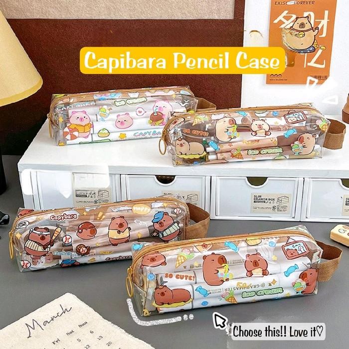 

Capy Bara Tempat Pensil Cute HN-67 Kotak PVC Transparan Unik untuk Anak Menyukai Capybara Alat Tulis
