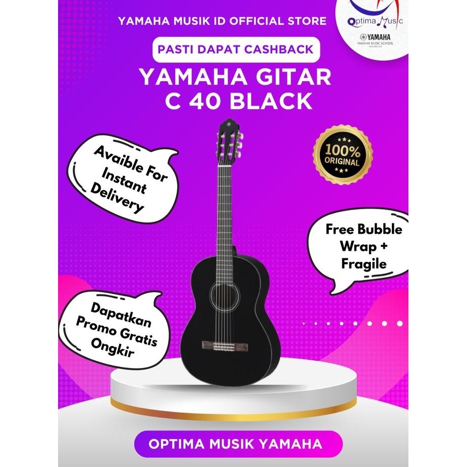 YAMAHA GITAR AKUSTIK C40 / C-40 / C 40 BLACK ORIGINAL YAMAHA