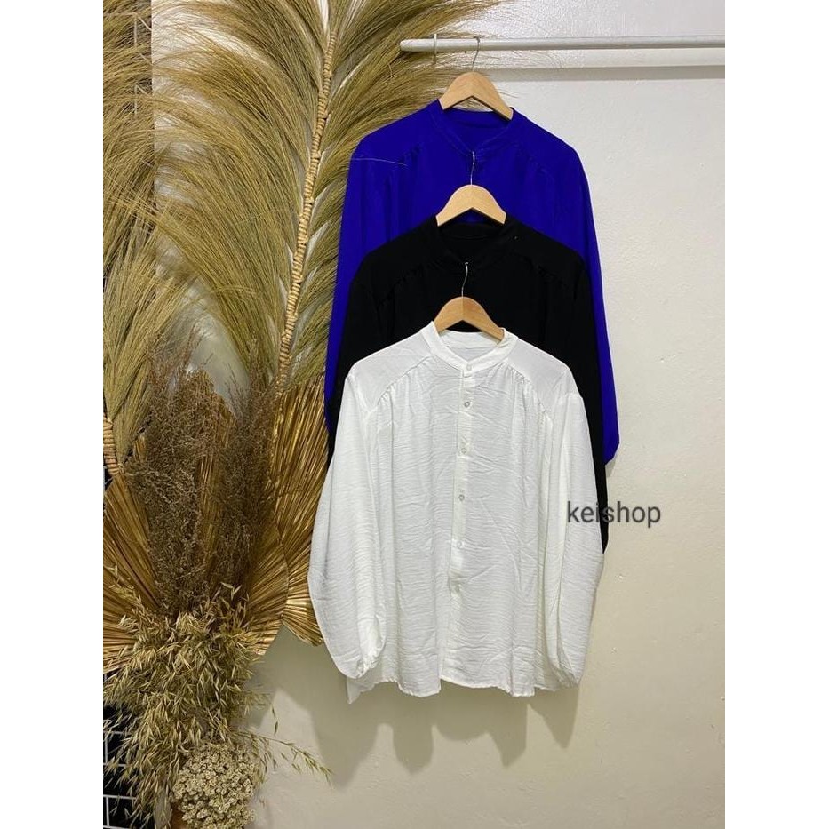 Keishop- Alina Blouse Crincle Wanita Crinkle Atasan Fit Panjang Baju