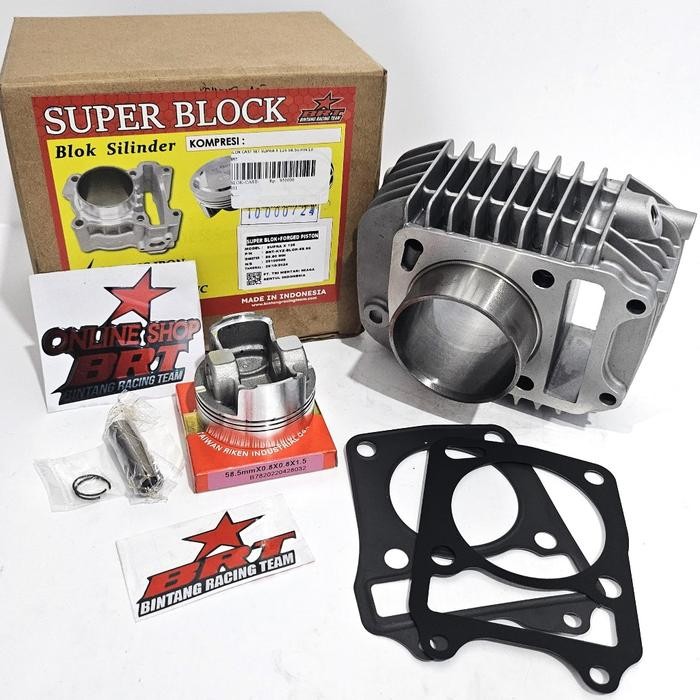 BLOK SET PISTON CAST IRON 62 58.50 BRT BLADE 125 FI SUPRA X 125 HELM IN SUPRA X 125 FI