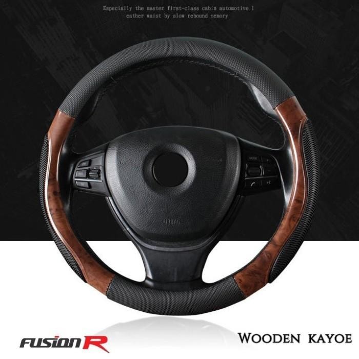 INNOVA REBORN Cover Sarung Stir Setir Mobil WOODEN KAYU Kulit FUSION R